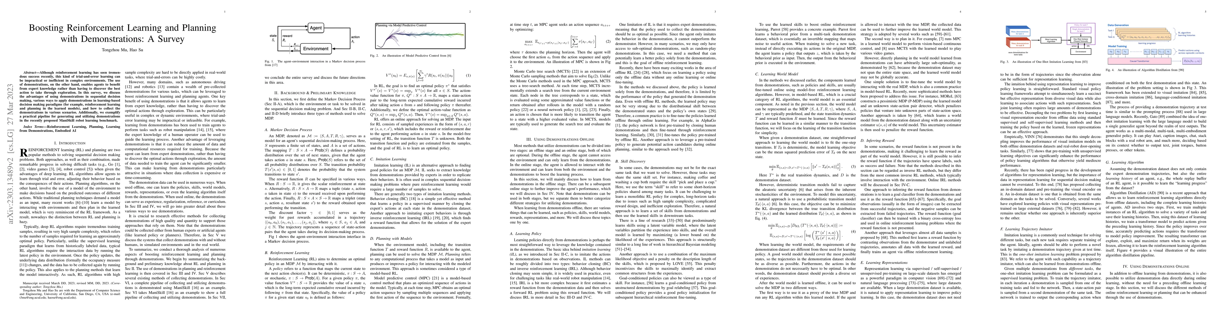 Thumbnail for Boosting Reinforcement Learning and Planning with Demonstrations: A
  Survey