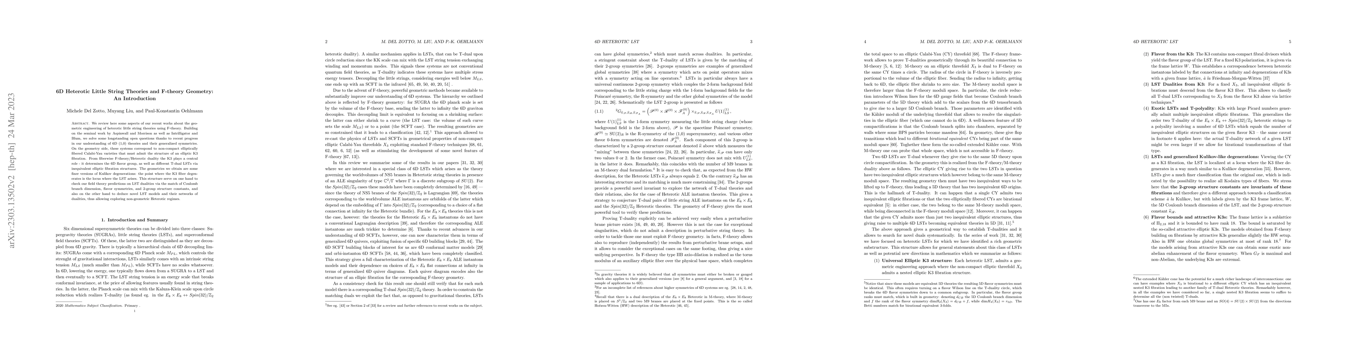 Thumbnail for 6D Heterotic Little String Theories and F-theory Geometry: An
  Introduction