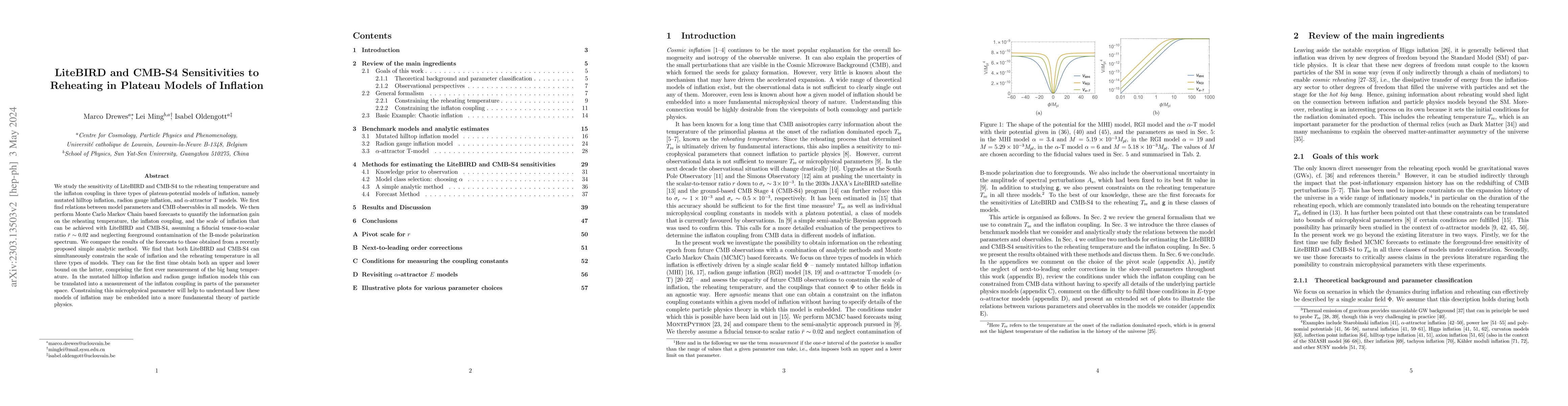 Thumbnail for LiteBIRD and CMB-S4 Sensitivities to Reheating in Plateau Models of
  Inflation
