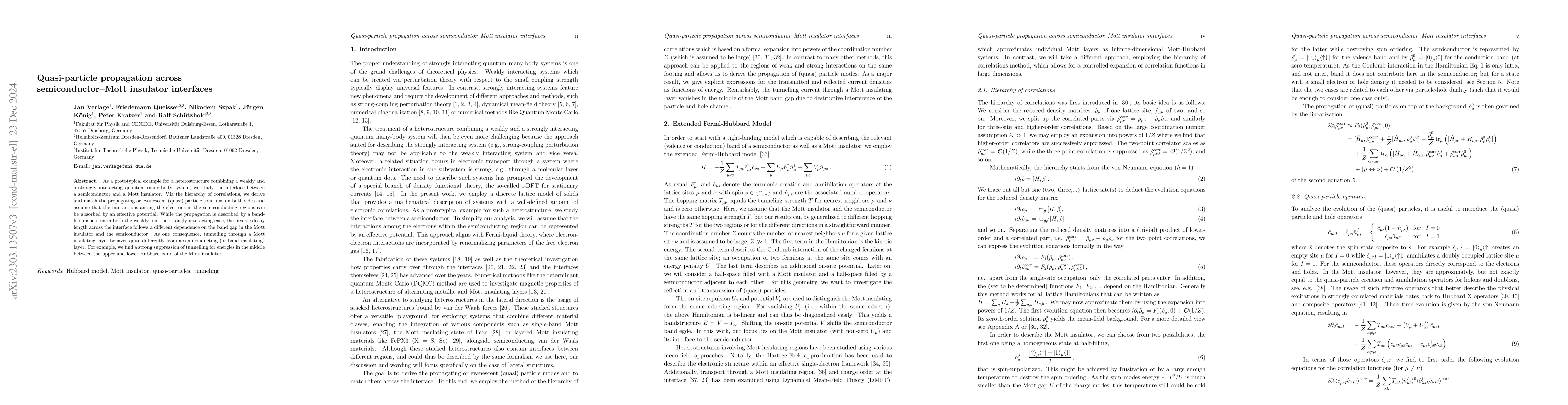 Thumbnail for Quasi-particle propagation across semiconductor-Mott insulator
  interfaces