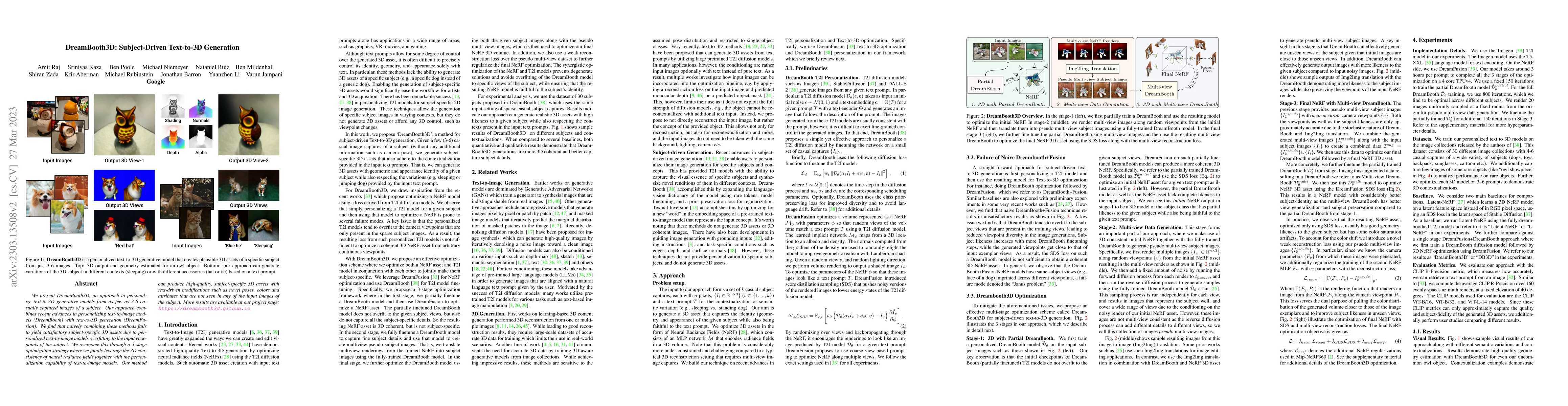 Thumbnail for DreamBooth3D: Subject-Driven Text-to-3D Generation