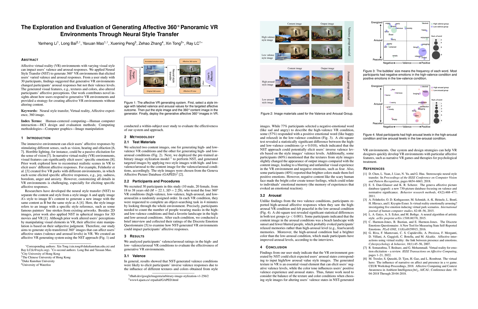 Thumbnail for The Exploration and Evaluation of Generating Affective 360$^\circ$
  Panoramic VR Environments Through Neural Style Transfer