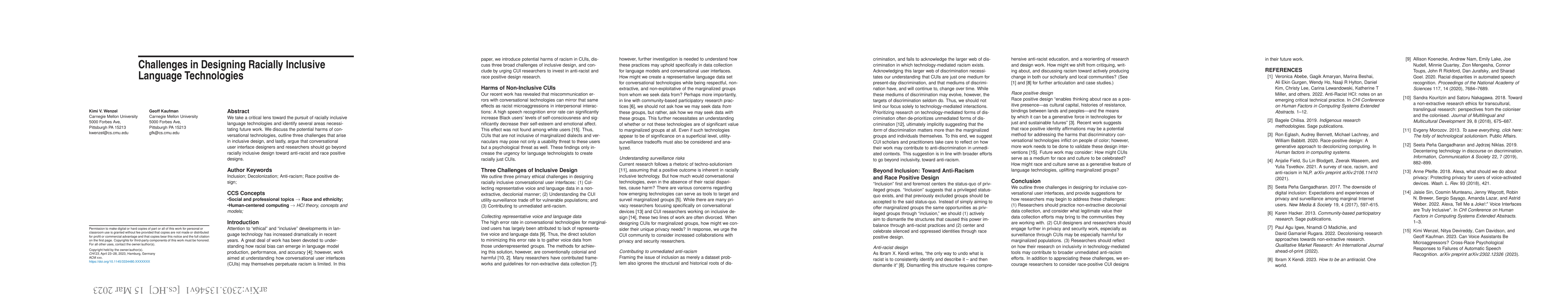 Thumbnail for Challenges in Designing Racially Inclusive Language Technologies