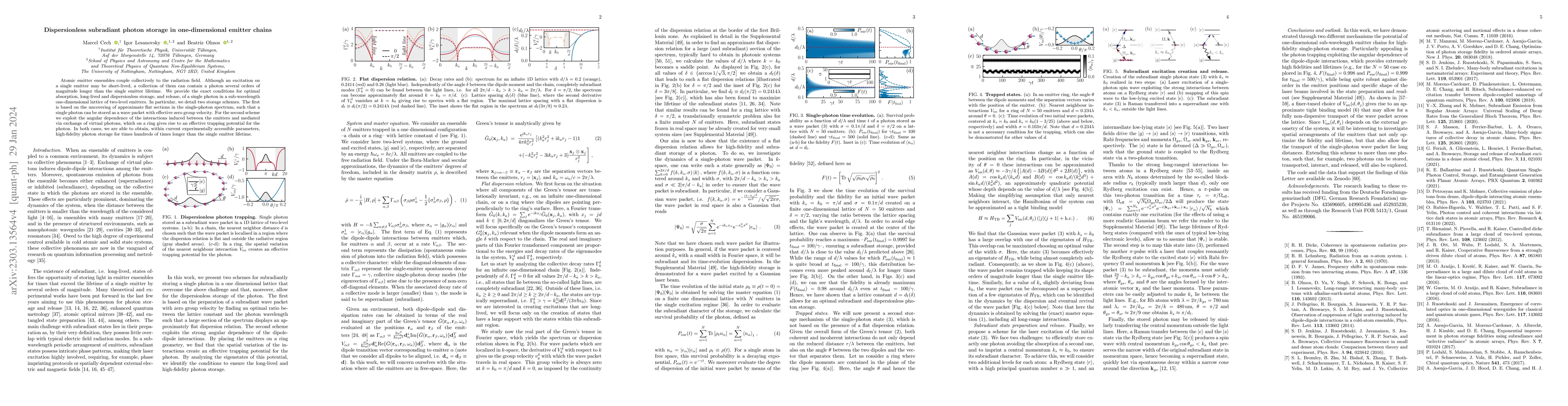 Thumbnail for Dispersionless subradiant photon storage in one-dimensional emitter
  chains