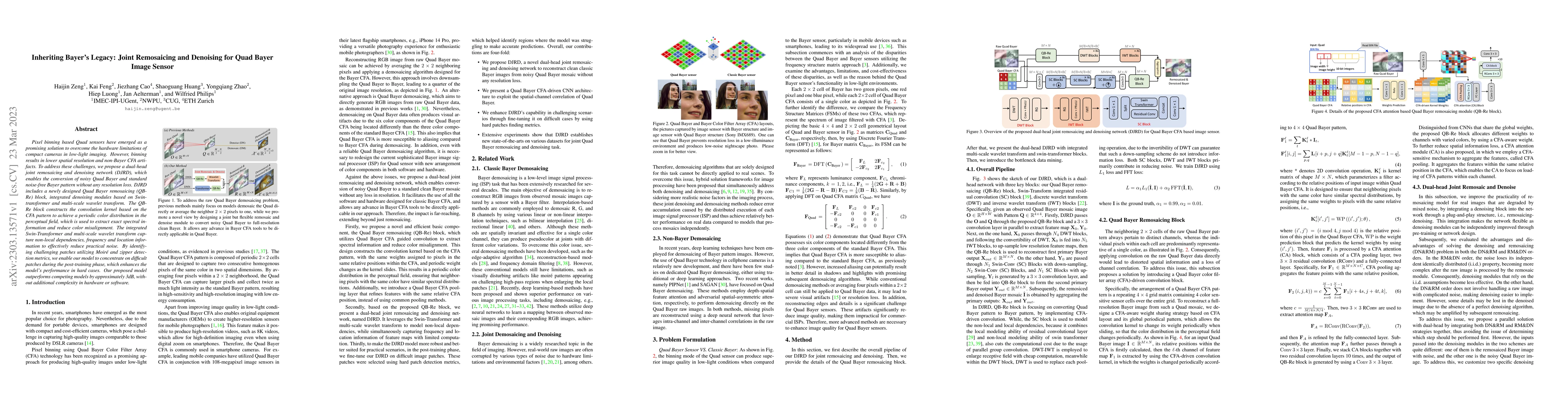 Thumbnail for Inheriting Bayer's Legacy-Joint Remosaicing and Denoising for Quad Bayer
  Image Sensor