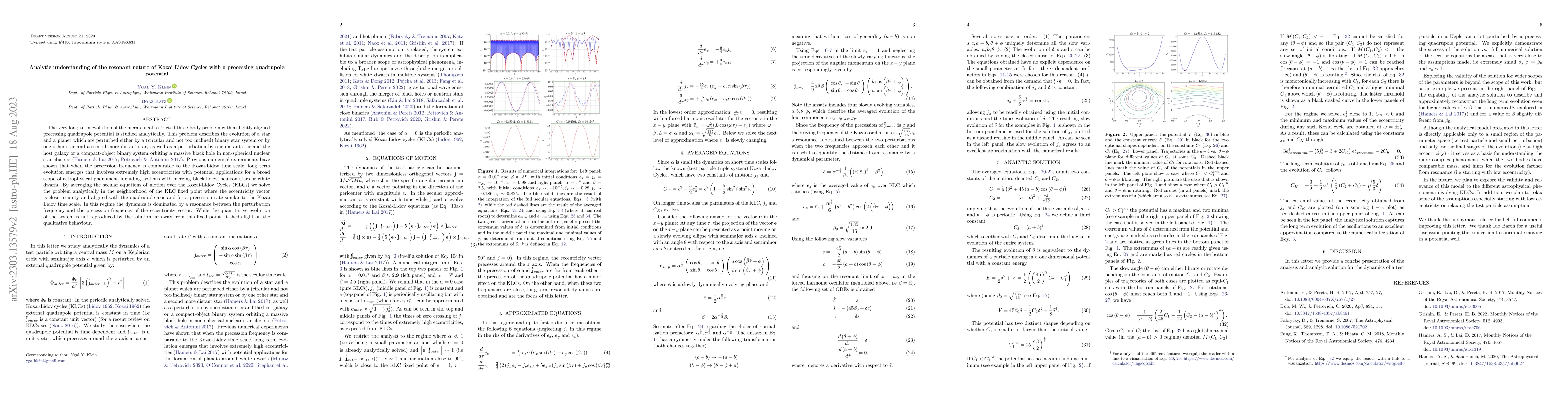 Thumbnail for Analytic understanding of the resonant nature of Kozai Lidov Cycles with
  a precessing quadrupole potential