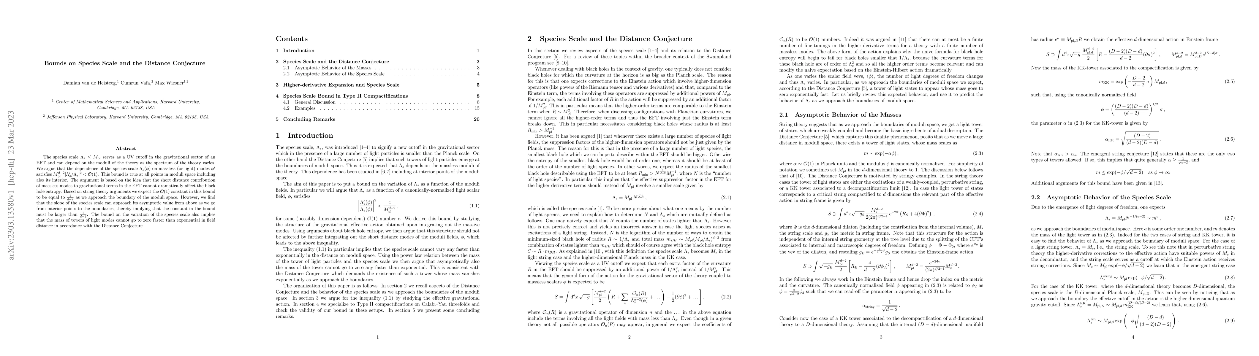 Thumbnail for Bounds on Species Scale and the Distance Conjecture