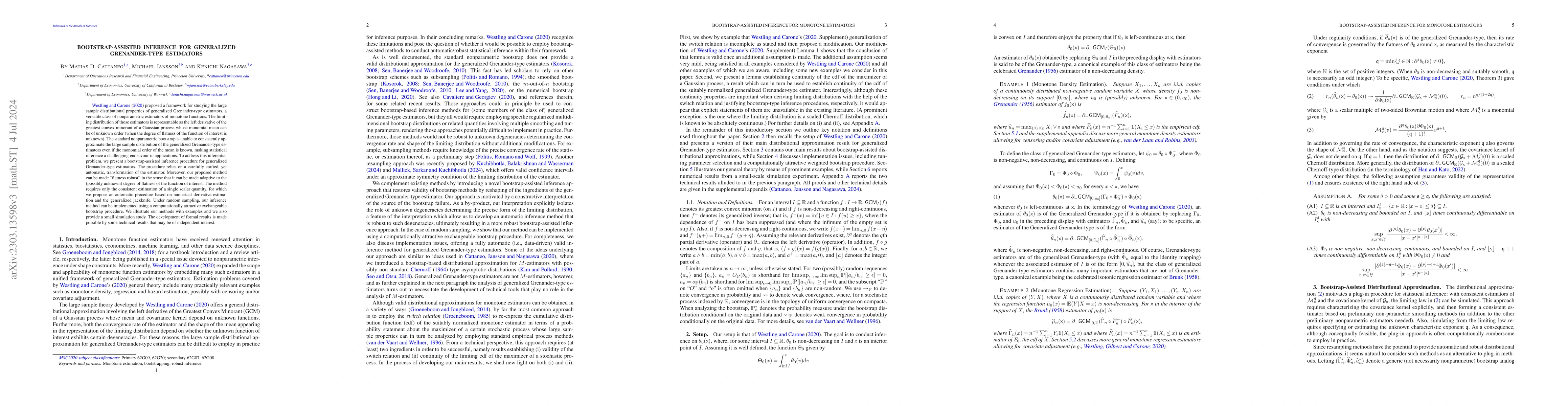 Thumbnail for Bootstrap-Assisted Inference for Generalized Grenander-type Estimators