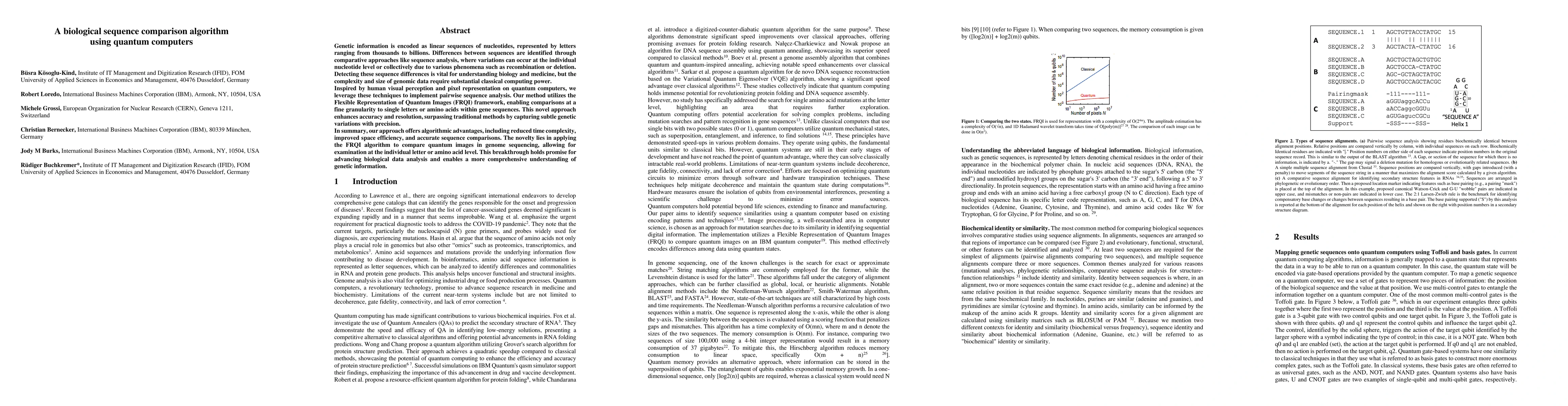 Thumbnail for A biological sequence comparison algorithm using quantum computers
