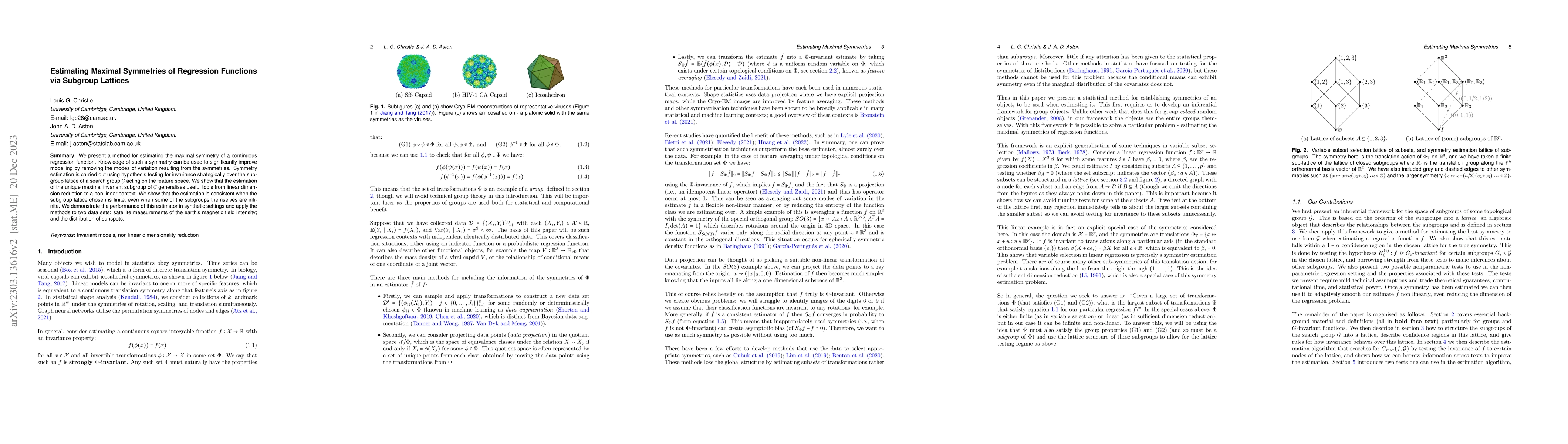 Thumbnail for Estimating Maximal Symmetries of Regression Functions via Subgroup
  Lattices