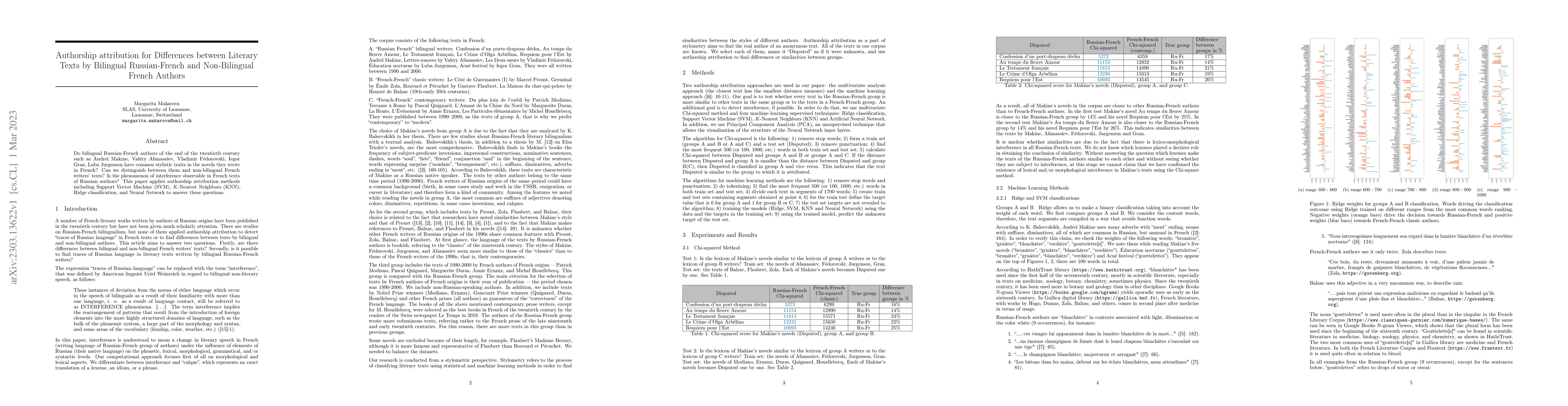 Thumbnail for Authorship attribution for Differences between Literary Texts by
  Bilingual Russian-French and Non-Bilingual French Authors