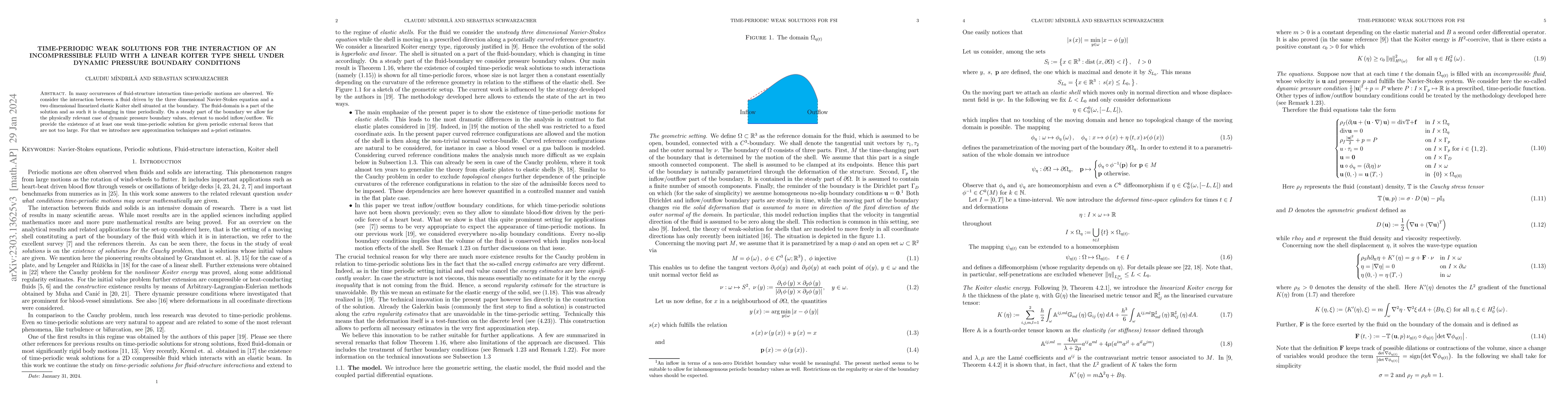 Thumbnail for Time-periodic weak solutions for the interaction of an incompressible
  fluid with a linear Koiter type shell under dynamic pressure boundary
  conditions