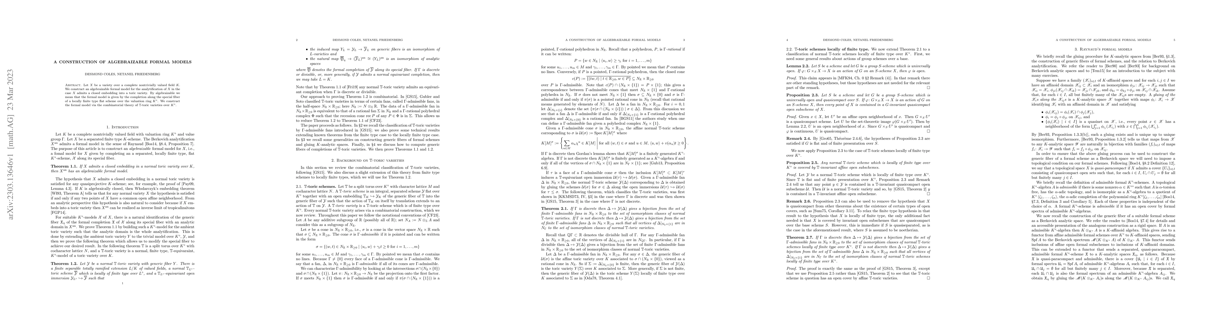 Thumbnail for A construction of algebraizable formal models