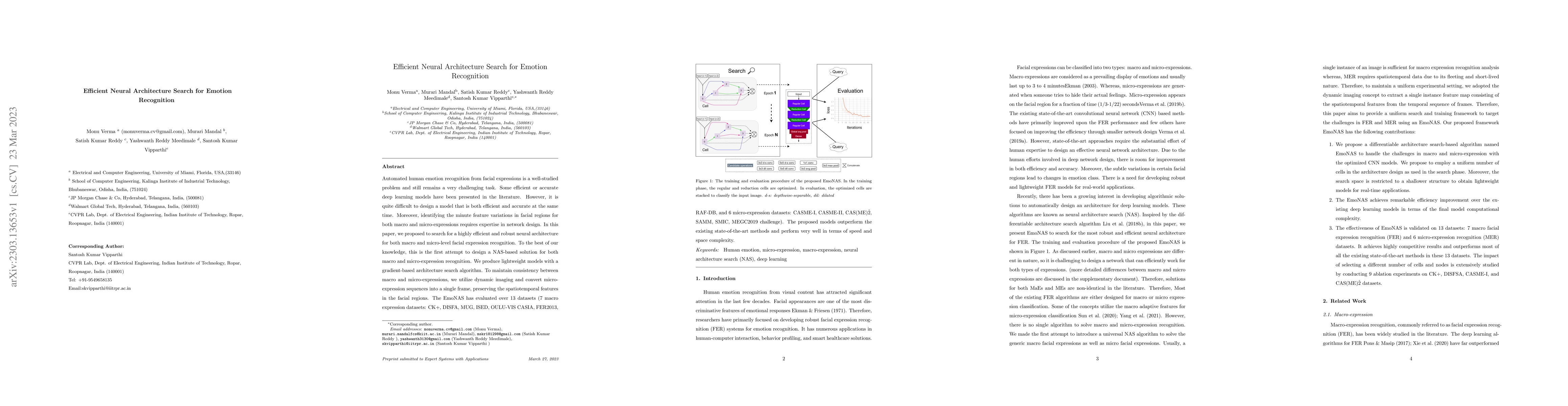 Thumbnail for Efficient Neural Architecture Search for Emotion Recognition