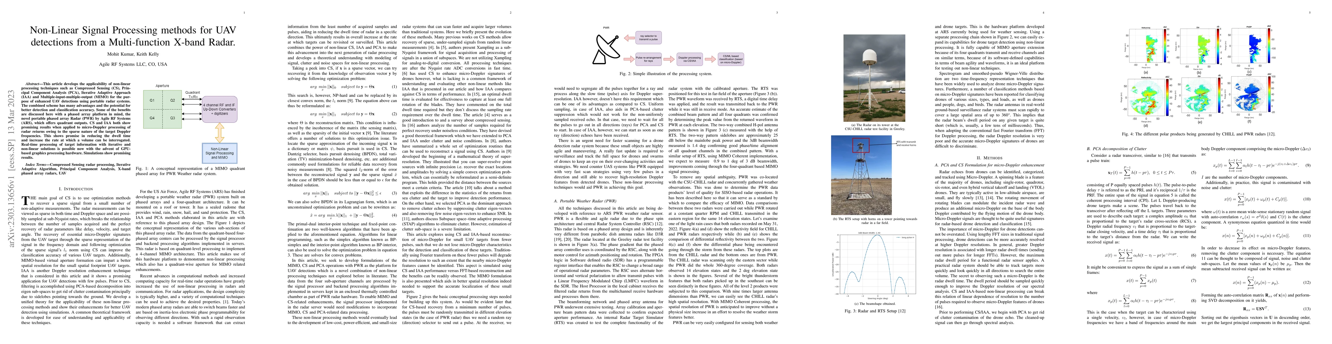 Thumbnail for Non-Linear Signal Processing methods for UAV detections from a
  Multi-function X-band Radar