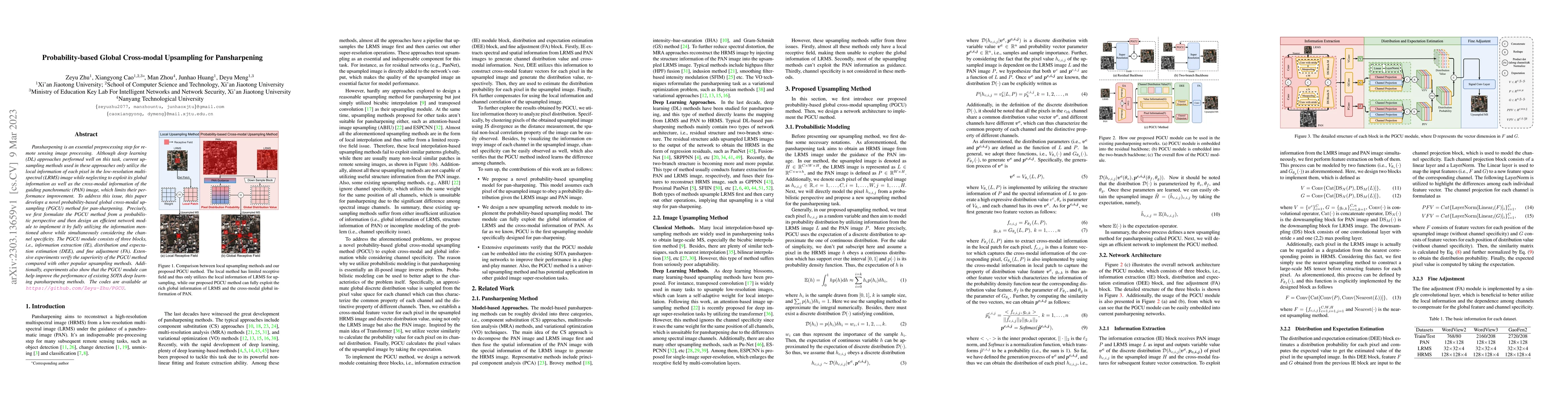 Thumbnail for Probability-based Global Cross-modal Upsampling for Pansharpening