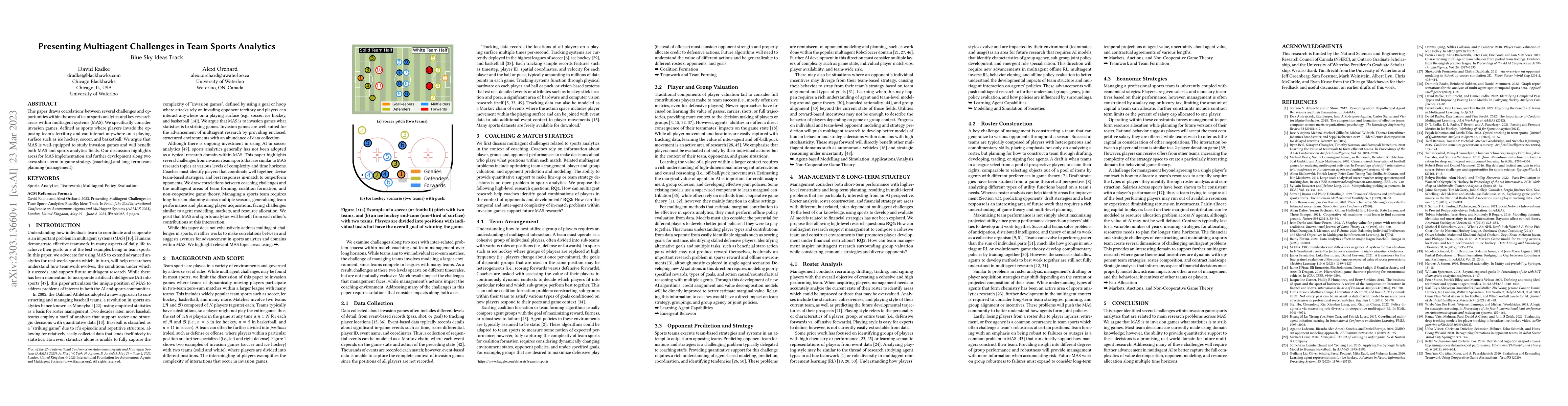 Thumbnail for Presenting Multiagent Challenges in Team Sports Analytics