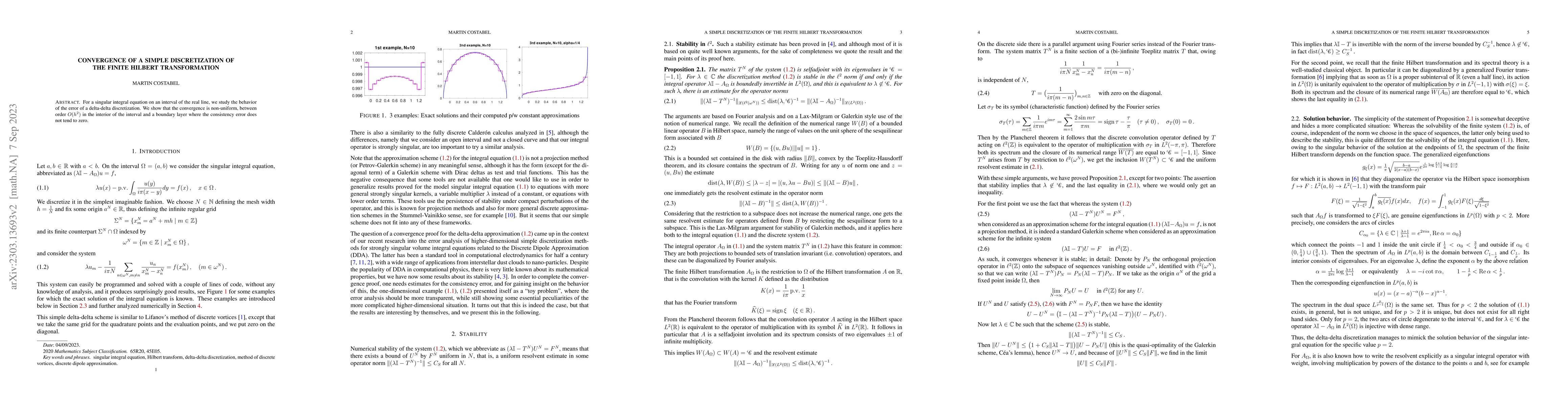 Thumbnail for Convergence of a simple discretization of the finite Hilbert
  transformation