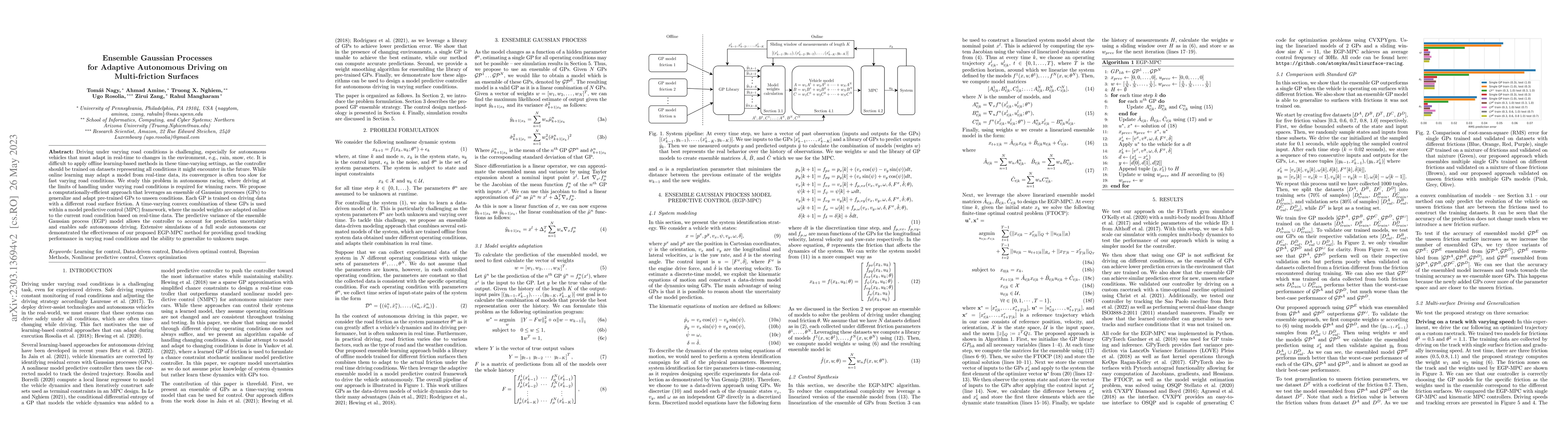 Thumbnail for Ensemble Gaussian Processes for Adaptive Autonomous Driving on
  Multi-friction Surfaces