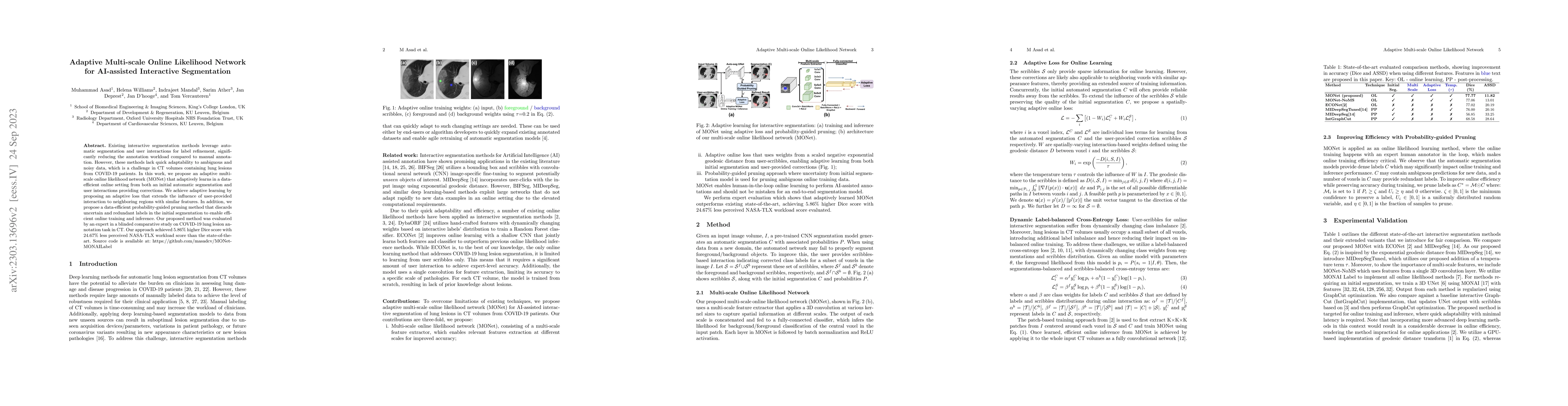 Thumbnail for Adaptive Multi-scale Online Likelihood Network for AI-assisted
  Interactive Segmentation