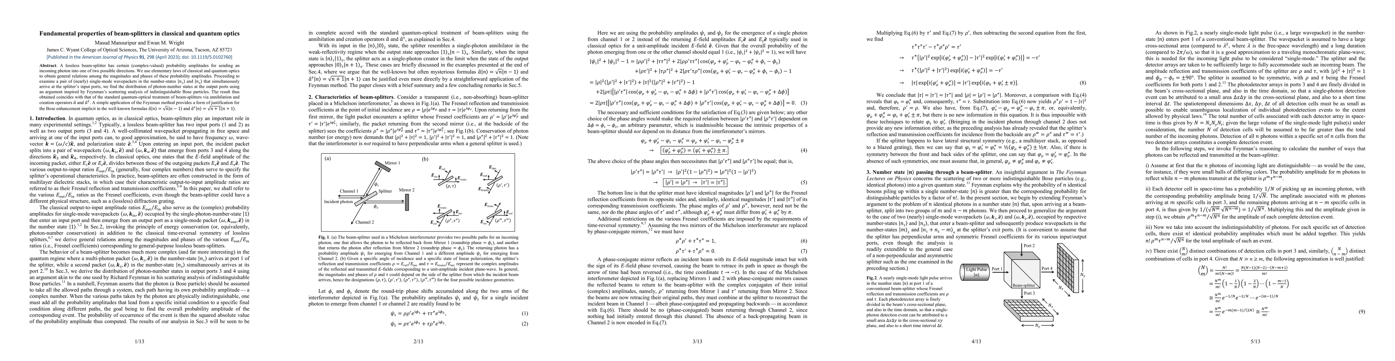 Thumbnail for Fundamental properties of beam-splitters in classical and quantum optics