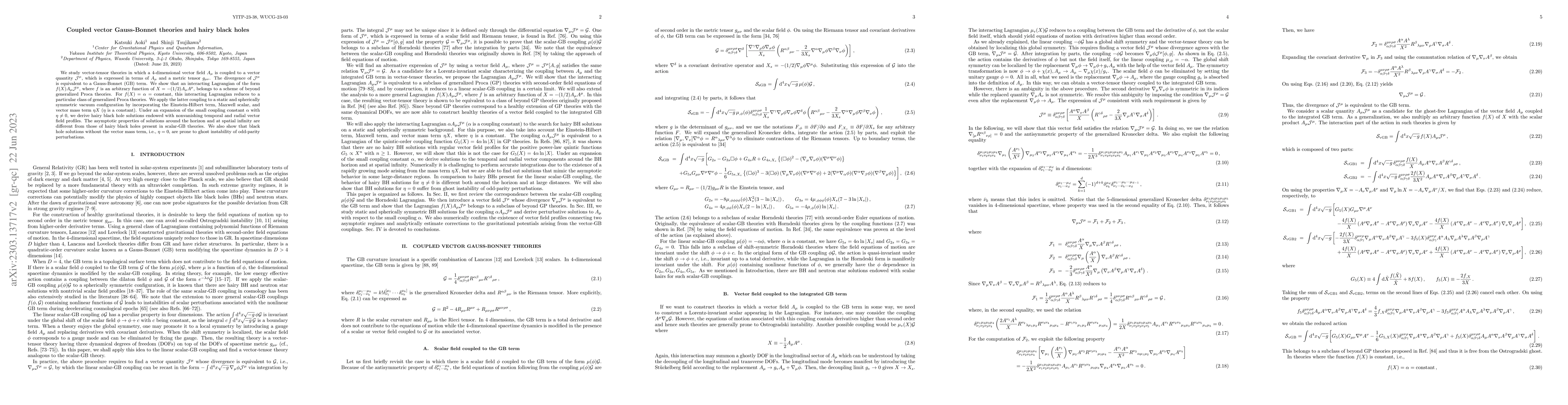 Thumbnail for Coupled vector Gauss-Bonnet theories and hairy black holes
