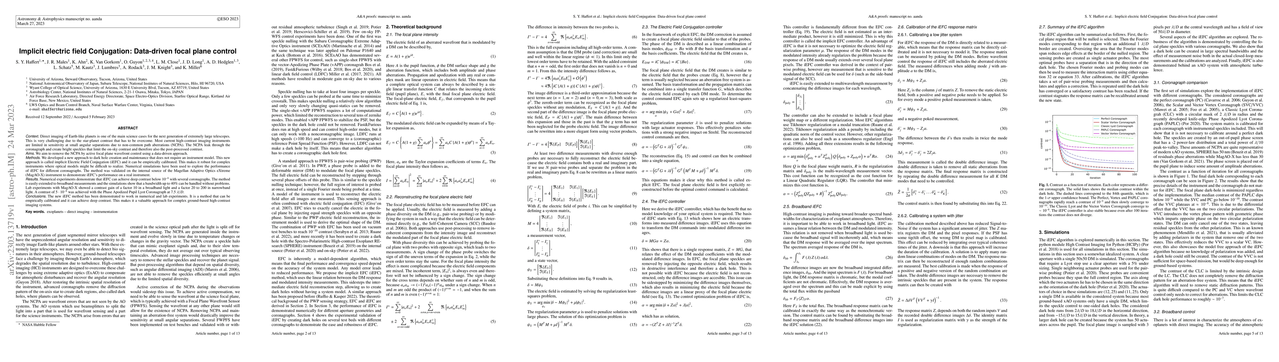 Thumbnail for Implicit electric field Conjugation: Data-driven focal plane control