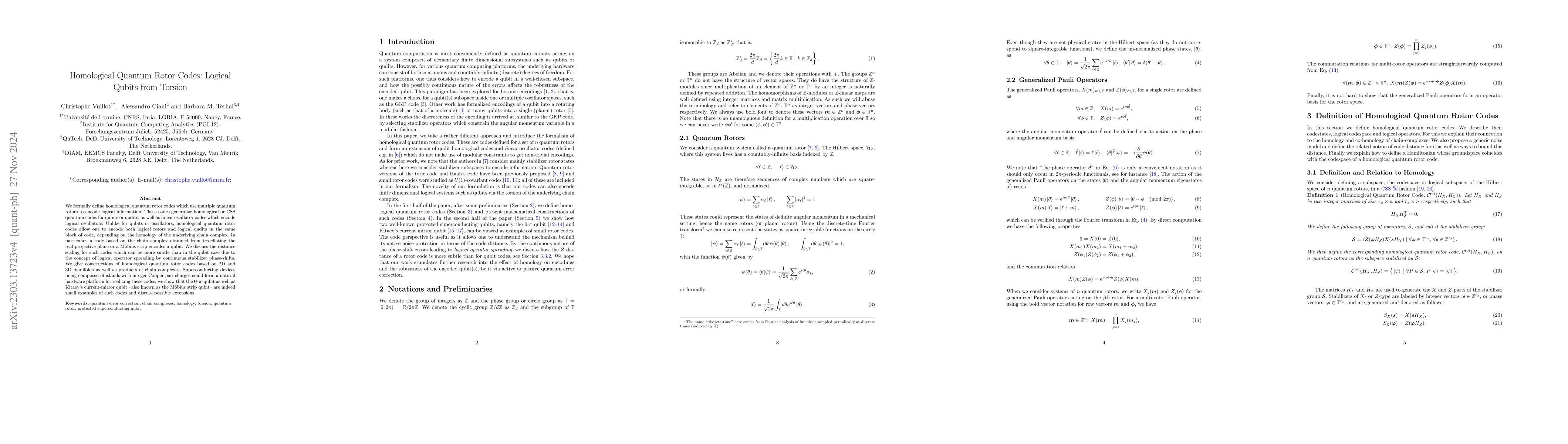 Thumbnail for Homological Quantum Rotor Codes: Logical Qubits from Torsion