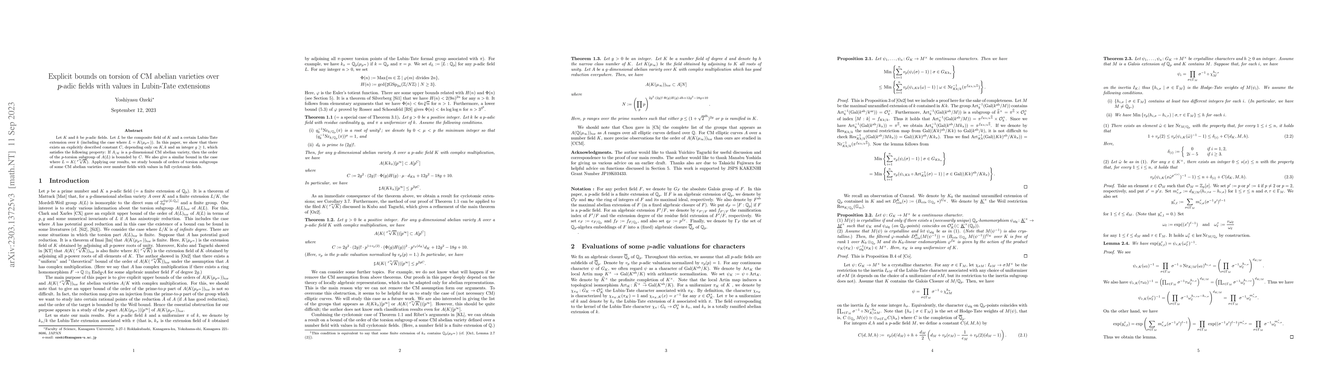 Thumbnail for Explicit bounds on torsion of CM abelian varieties over $p$-adic fields
  with values in Lubin-Tate extensions
