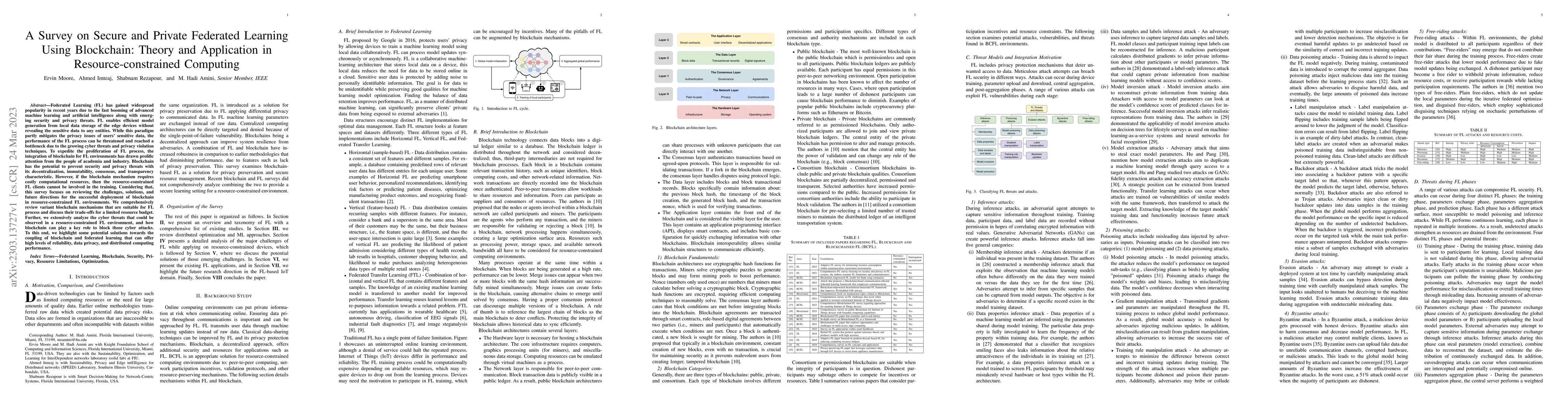 Thumbnail for A Survey on Secure and Private Federated Learning Using Blockchain:
  Theory and Application in Resource-constrained Computing