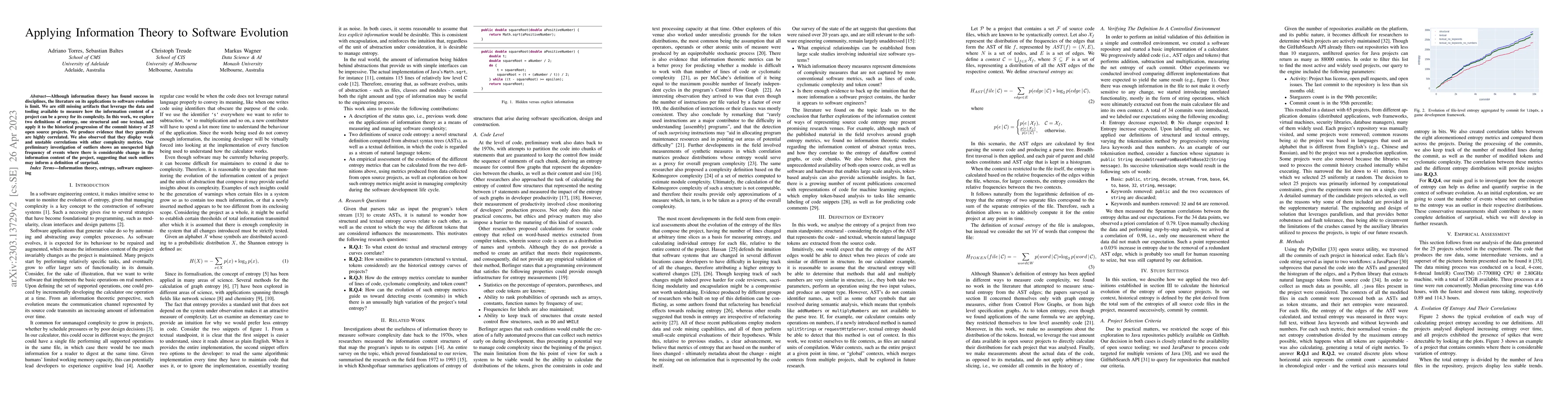 Thumbnail for Applying Information Theory to Software Evolution