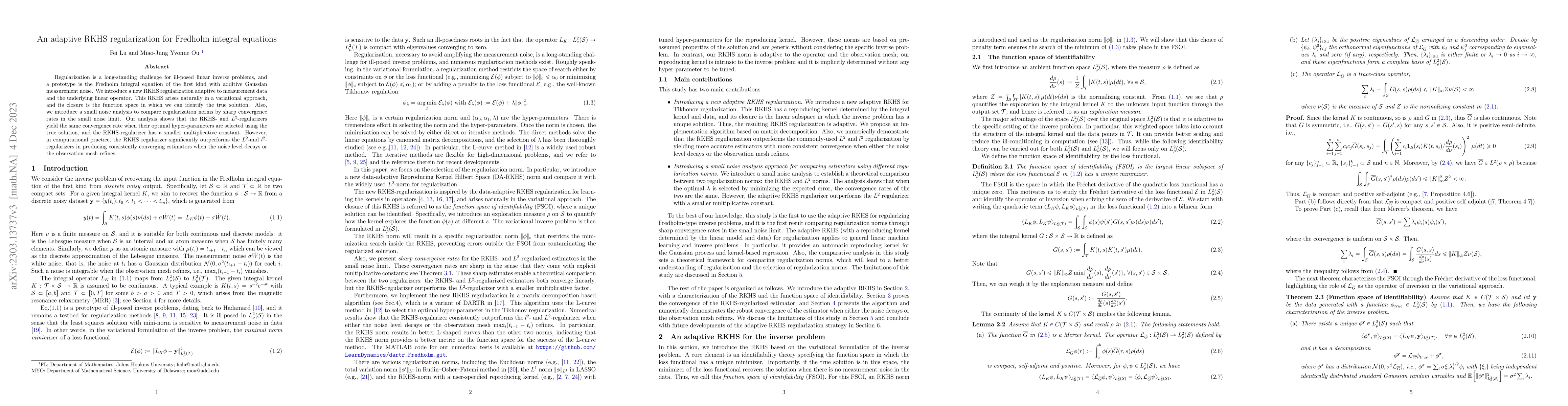 Thumbnail for An adaptive RKHS regularization for Fredholm integral equations