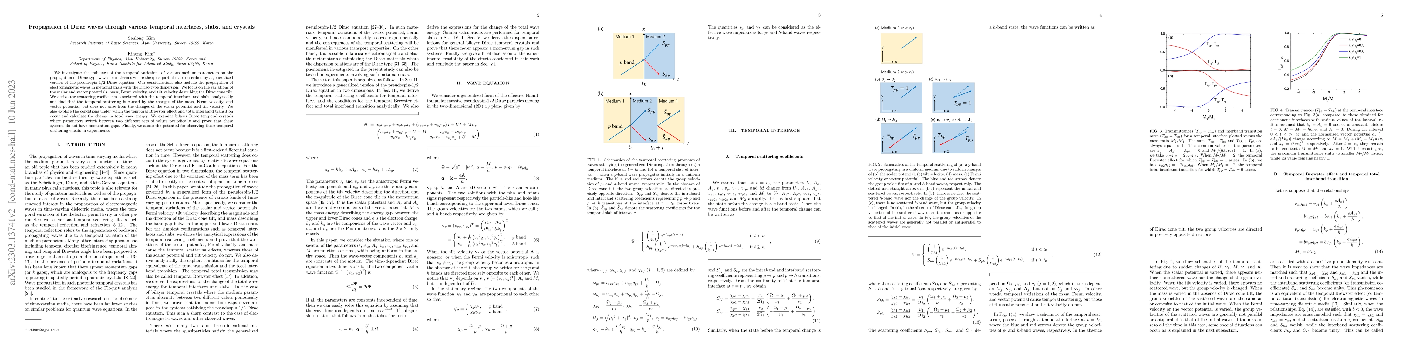 Thumbnail for Propagation of Dirac waves through various temporal interfaces, slabs,
  and crystals