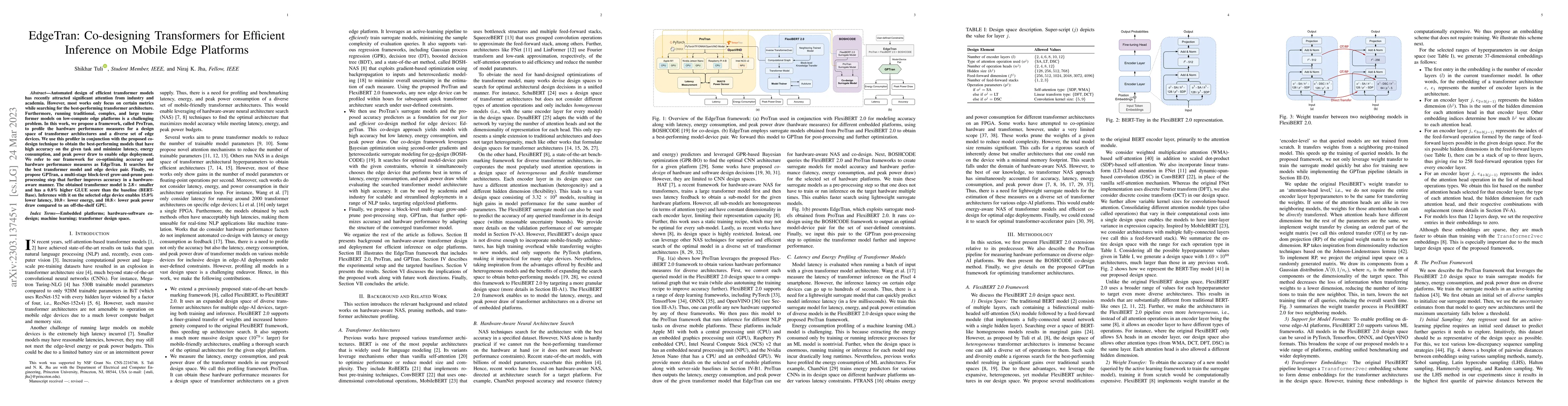 Thumbnail for EdgeTran: Co-designing Transformers for Efficient Inference on Mobile
  Edge Platforms