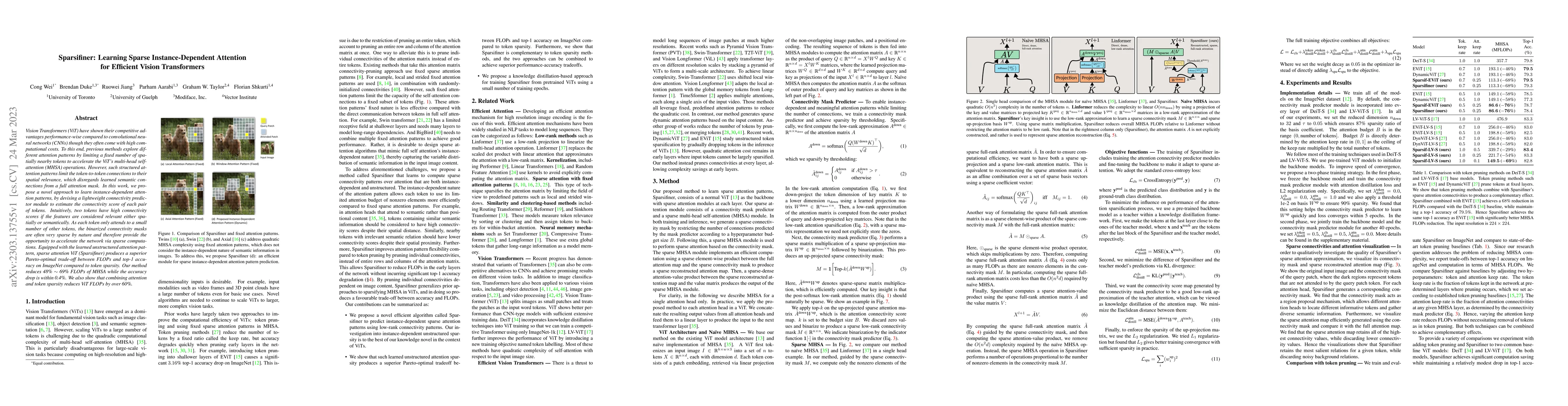 Thumbnail for Sparsifiner: Learning Sparse Instance-Dependent Attention for Efficient
  Vision Transformers