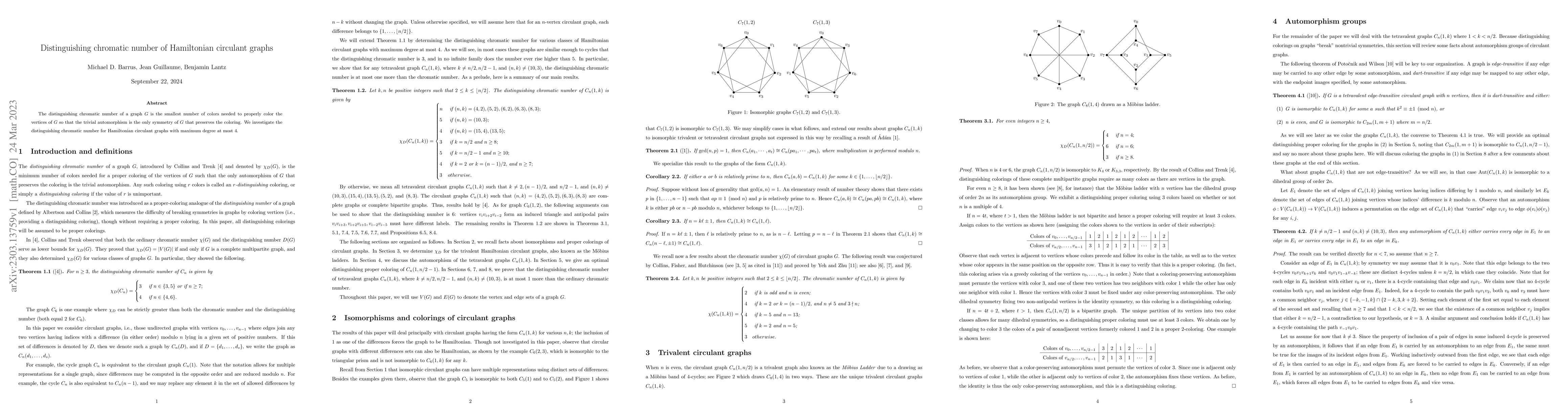 Thumbnail for Distinguishing chromatic number of Hamiltonian circulant graphs