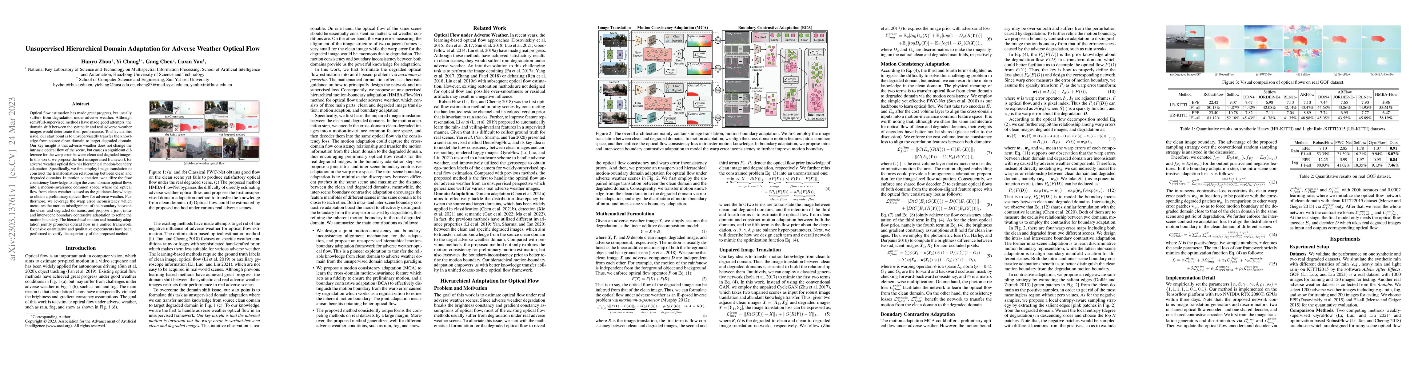 Thumbnail for Unsupervised Hierarchical Domain Adaptation for Adverse Weather Optical
  Flow