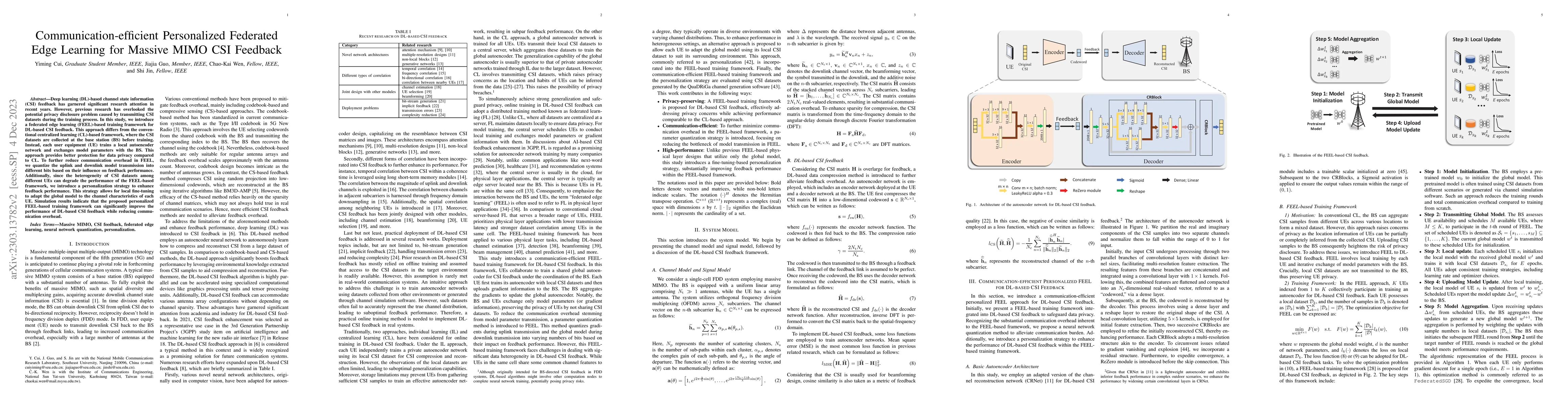Thumbnail for Communication-efficient Personalized Federated Edge Learning for Massive
  MIMO CSI Feedback