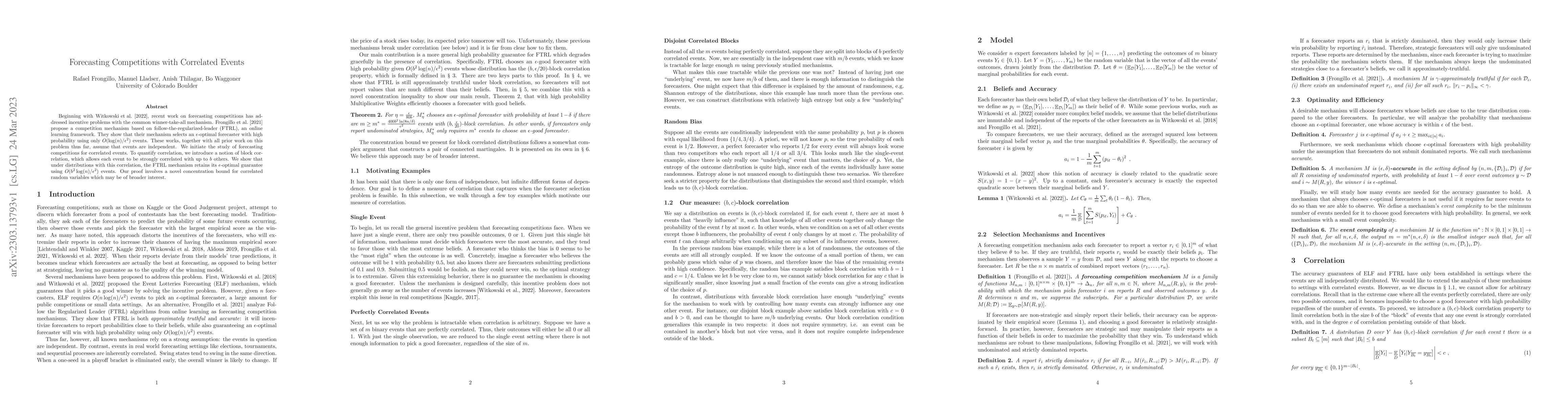 Thumbnail for Forecasting Competitions with Correlated Events