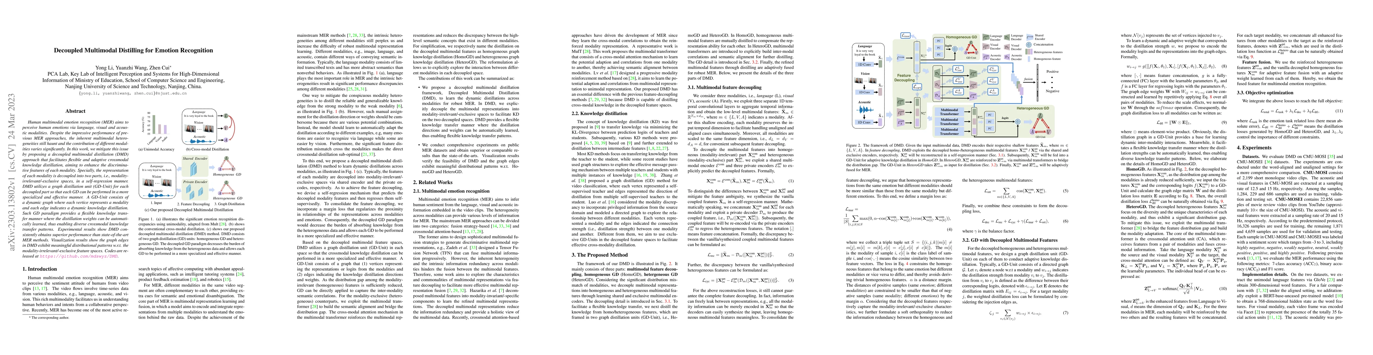 Thumbnail for Decoupled Multimodal Distilling for Emotion Recognition