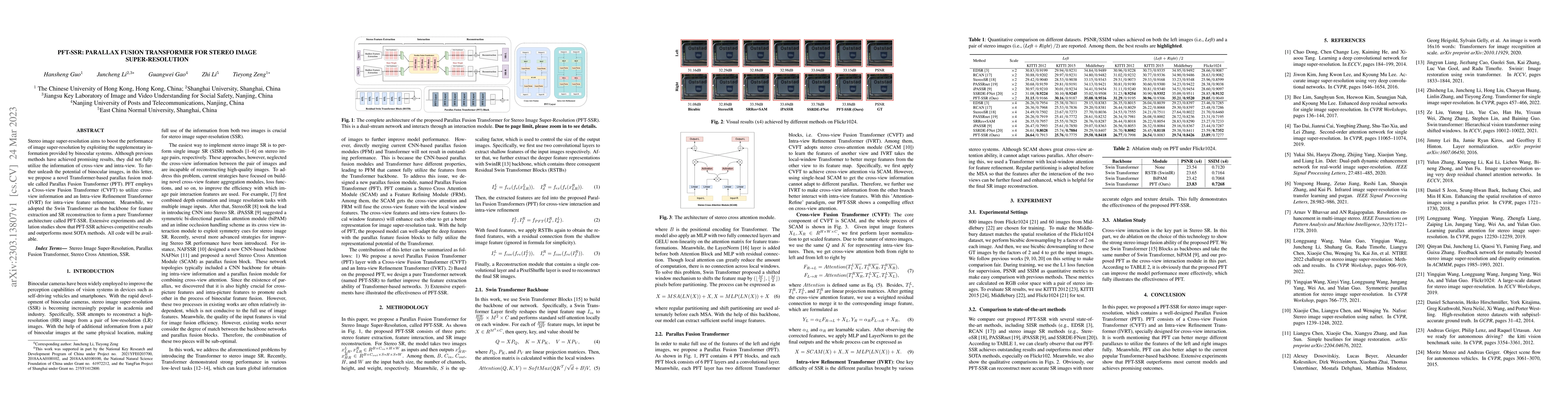 Thumbnail for PFT-SSR: Parallax Fusion Transformer for Stereo Image Super-Resolution