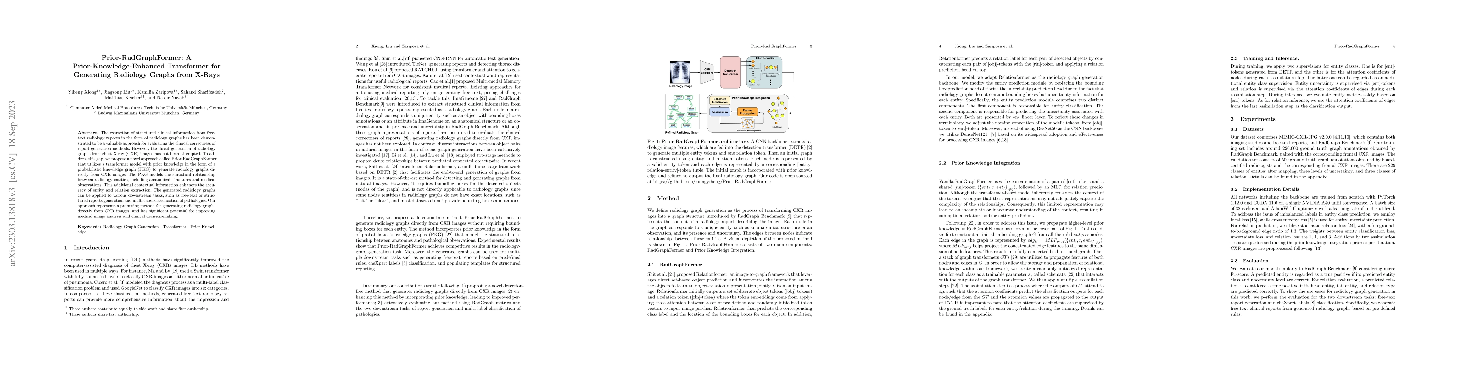 Thumbnail for Prior-RadGraphFormer: A Prior-Knowledge-Enhanced Transformer for
  Generating Radiology Graphs from X-Rays