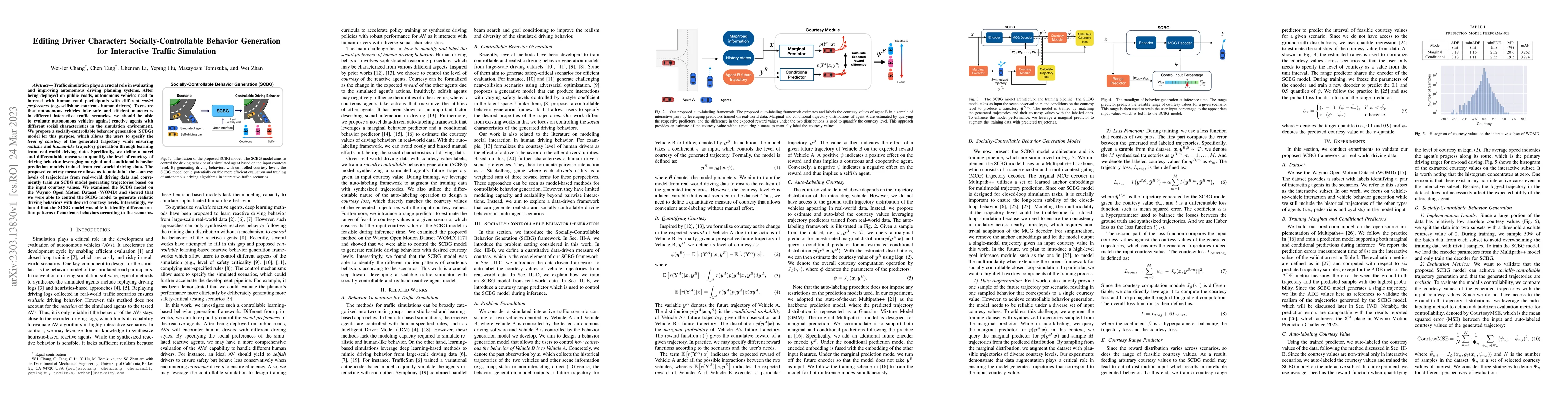 Thumbnail for Editing Driver Character: Socially-Controllable Behavior Generation for
  Interactive Traffic Simulation
