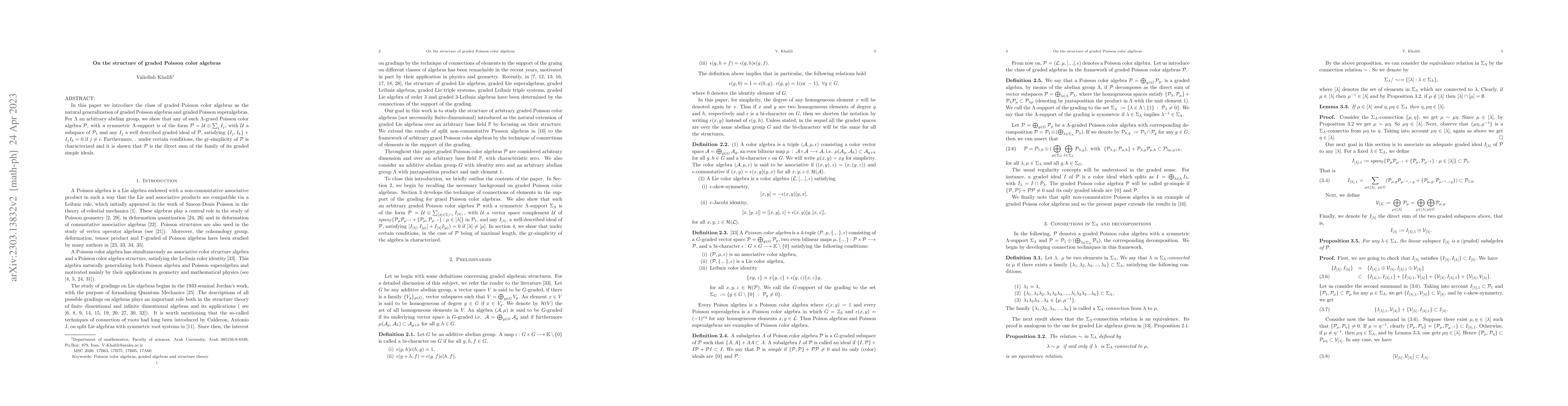 Thumbnail for On the structure of graded Poisson color algebras