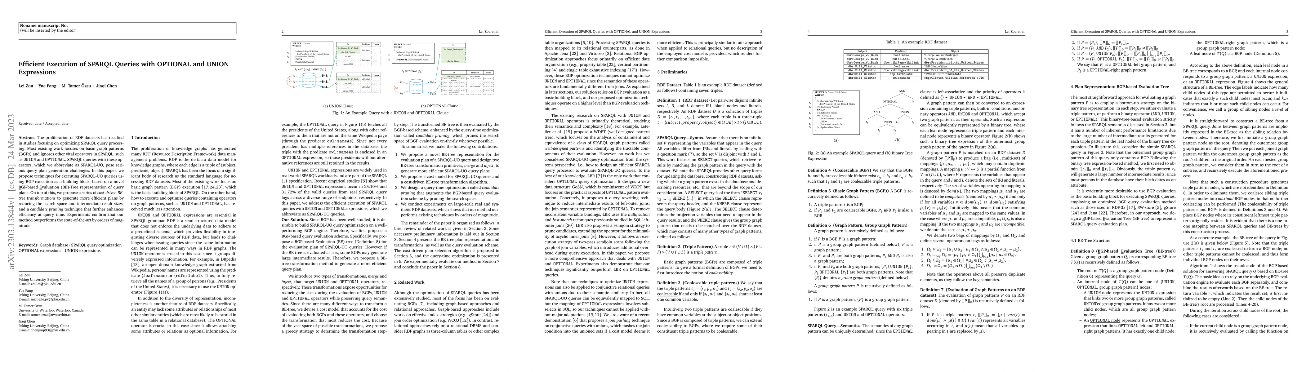 Thumbnail for Efficient Execution of SPARQL Queries with OPTIONAL and UNION
  Expressions