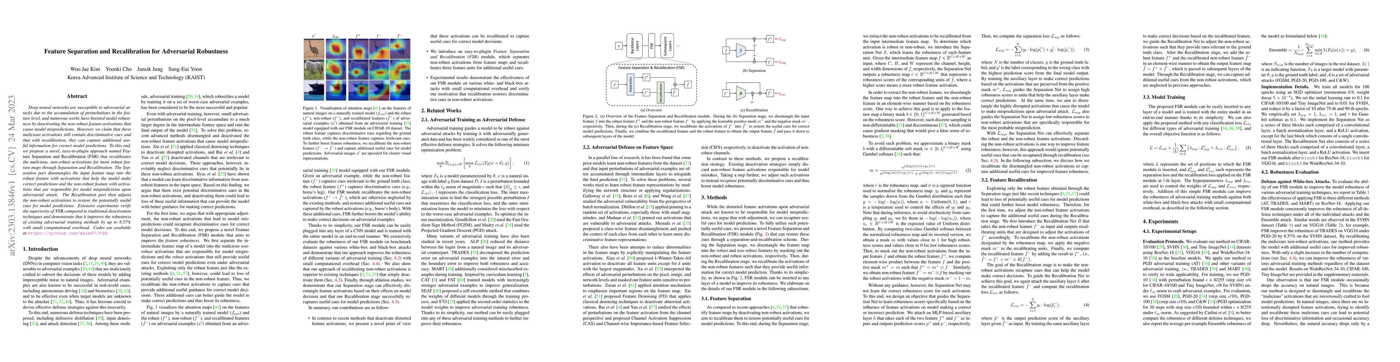 Thumbnail for Feature Separation and Recalibration for Adversarial Robustness