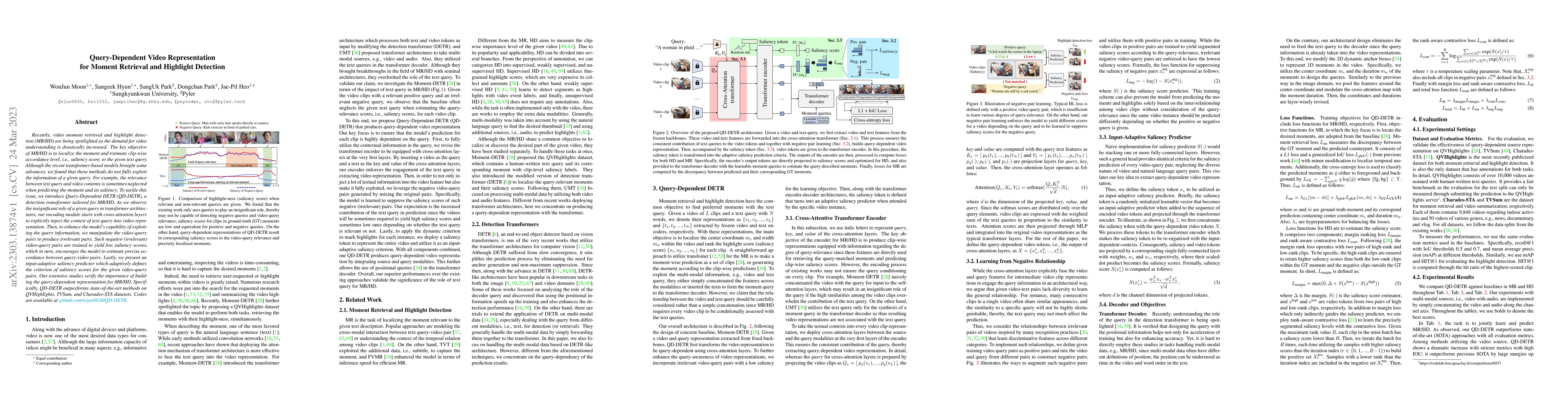 Thumbnail for Query-Dependent Video Representation for Moment Retrieval and Highlight
  Detection