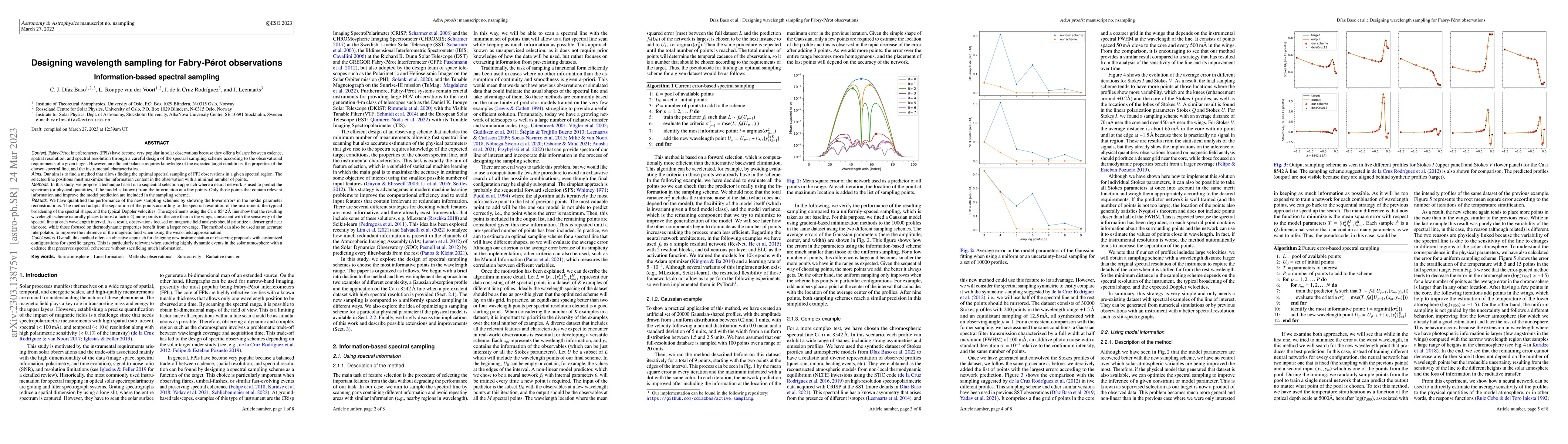 Thumbnail for Designing wavelength sampling for Fabry-P\'erot observations.
  Information-based spectral sampling