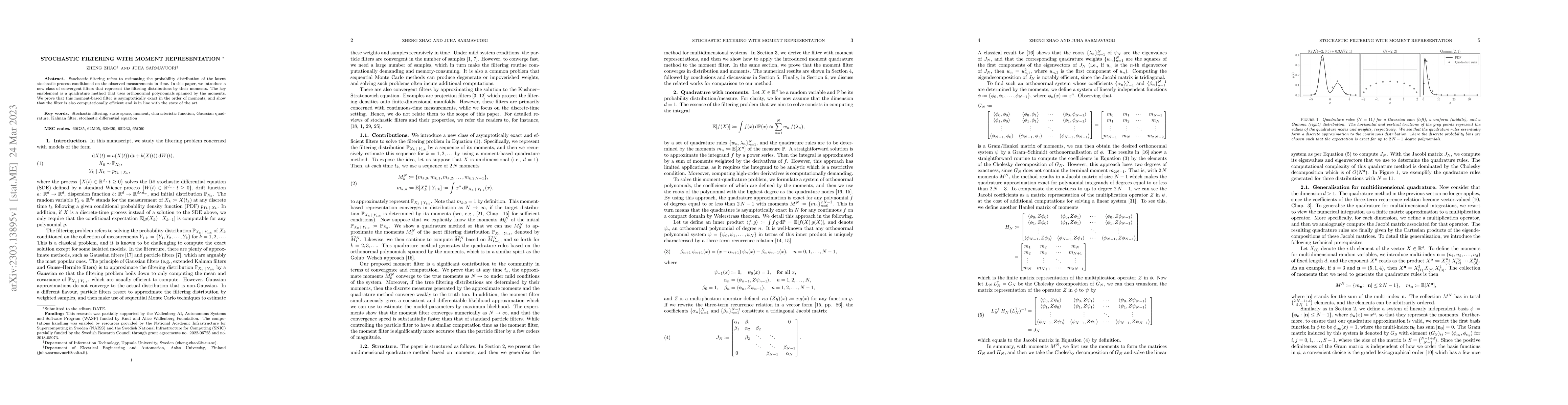 Thumbnail for Stochastic filtering with moment representation