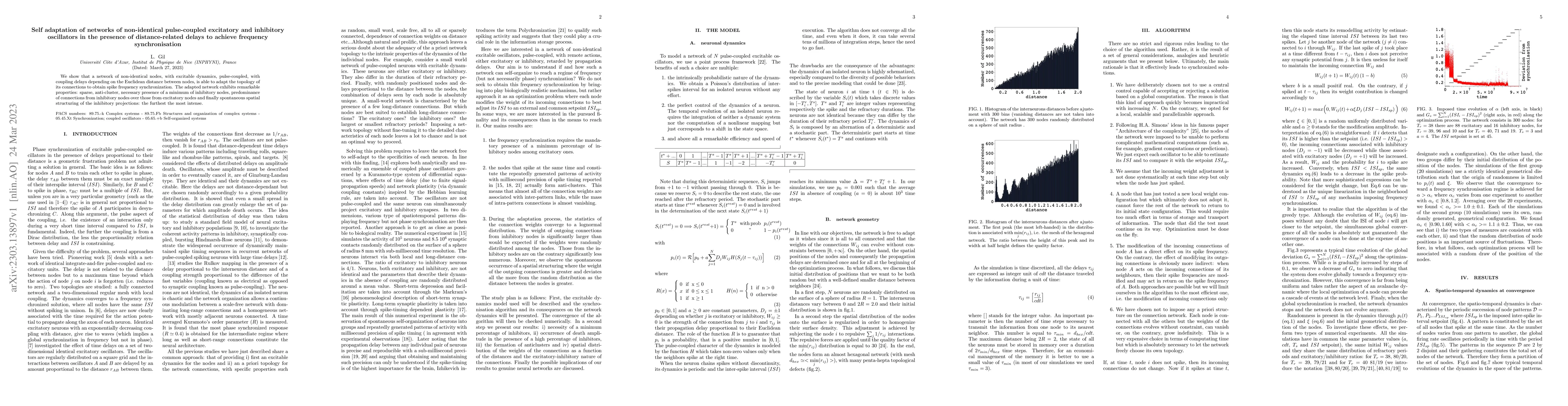 Thumbnail for Self adaptation of networks of non-identical pulse-coupled excitatory
  and inhibitory oscillators in the presence of distance-related delays to
  achieve frequency synchronisation